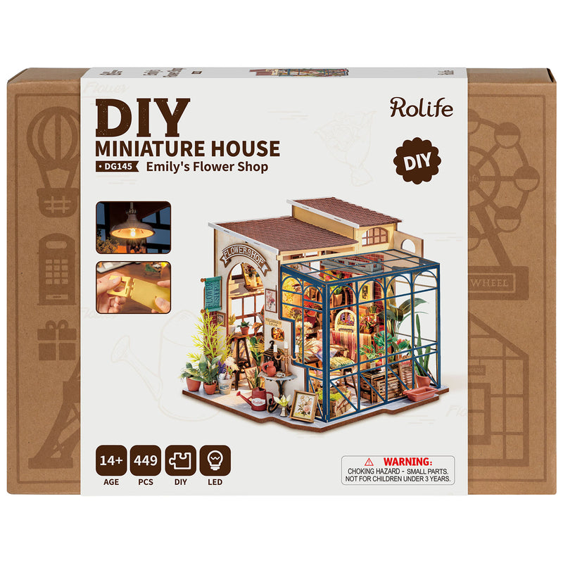 Robotime Emily’s Flower Shop – Maison Miniature Fleuriste – Kit DIY Avec Éclairage LED – Détaillé & Élégant – Pour Adultes Et Ados 14+