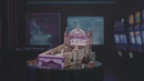 Atmospheric video presentation of the Robotime 3D Pinball Machine, wooden construction kit for a functional pinball machine with light, sound, and working scoring system