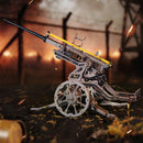 Atmospheric presentation of the Robotime Anti-aircraft Gun, wooden model kit of anti-aircraft gun that can shoot with rubber bands