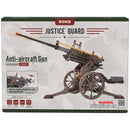 Front of package of the Robotime Anti-aircraft Gun, wooden model kit of anti-aircraft gun that can shoot with rubber bands