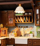 Detail of the kitchen cabinets of the Robotime Baking Kitchen