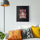 The Robotime Black Vintage Puzzle Frame with the Robotime Cat King puzzel hanging in a modern living room