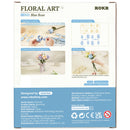 Back of package of the Robotime Blue Rose, plastic construction set of a blue rose