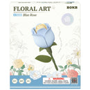 Front of package of the Robotime Blue Rose, plastic construction set of a blue rose