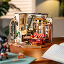 Atmospheric presentation of the Robotime Catherine’s Living Room, DIY miniature house of a vintage living room