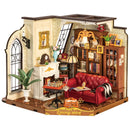 Product photo of the Robotime Catherine’s Living Room, DIY miniature house of a vintage living room
