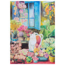Product photo of the Robotime Cat’s Plant Yard, 1,000-piece jigsaw puzzle of a cat in a garden full of plants and flowers