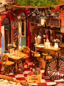 Details of the seats and bar of the Robotime Cheers Bar & Dining