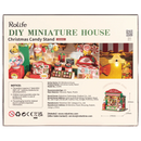 Back of package of the Robotime Christmas Candy Stand, construction set for a miniature candy stand with a Christmas theme