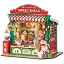 Product photo of the Robotime Christmas Candy Stand, construction set for a miniature candy stand with a Christmas theme