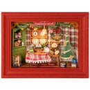 Product photo of the Robotime Christmas Eve Party, diorama of a Christmas themed living room with lights