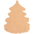 Back of the Robotime Christmas Town, Christmas tree-shaped puzzle with pieces of unusual shape, depicting a town in Christmas spirit