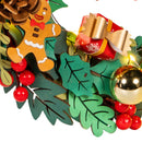 Details of a Christmas bauble, gift, and gingerbread man from the Robotime Christmas Wreath