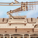 Details of the pantograph and overhead line of the Robotime Classic City Tram