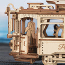 Close-up of the rear of the Robotime Classic City Tram