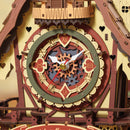 Close-up of the timepiece of the  Robotime Cuckoo Clock