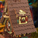 Close-up of the dormer window on the Robotime Cuckoo Clock