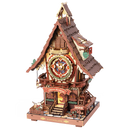 Product photo of the Robotime Cuckoo Clock, wooden construction set of a cuckoo clock with Alice in Wonderland theme