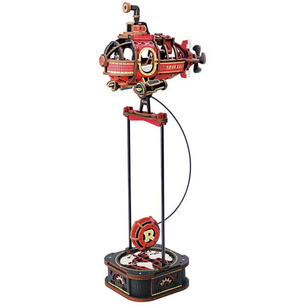 Product photo of the Robotime Deep-Sea Adventurer, wooden construction set of a rocking submarine