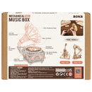 Back of package of the Robotime Diva Gramophone, wooden construction kit for a music box shaped like an old-fashioned record player
