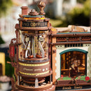 The coffee grinder in the top of the tower of the Robotime Dream Coffee Factory