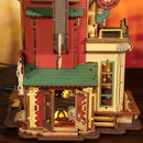 Detail of the doors on the side of the Robotime Dream Gift Factory