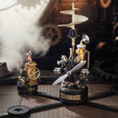 Morse Telegraph and Da Vinci Helicopter from the Industrial City series linked together with the Robotime Electric Connector