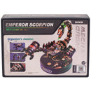 Front of package of the Robotime Emperor Scorpion, electric construction kit of a scorpion in steampunk style