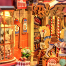 Carousel and other details inside the Robotime Fairytale Amusement Park