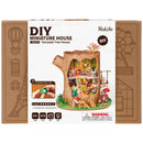 Front of package of the Robotime Fairytale Tree House, construction kit for a miniature two-story house in a hollow tree trunk