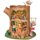 Product photo of the Robotime Fairytale Tree House, construction kit for a miniature two-story house in a hollow tree trunk