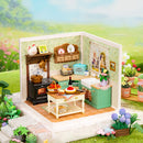 Atmospheric presentation of the Robotime Farmhouse Kitchen, plastic miniature kitchen in vintage country style