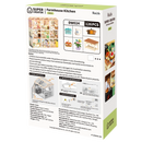 Back of package of the Robotime Farmhouse Kitchen, plastic miniature kitchen in vintage country style