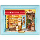 Product photo of the Robotime Fluffy Cat Bakery, diorama in a frame of a small bakery with a cat