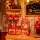 Details of sweets behind the counter of the Robotime Gingerbread House
