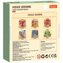 Back of package of the Robotime Green Fountain Garden, construction kit for a miniature flower shop in an elegant greenhouse