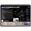 Back of package of the Robotime Hammerhead Shark, metal model kit for a futuristic hammerhead shark with lights and moving parts