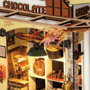 Stock on display above the counter at Robotime Henry's Chocolate