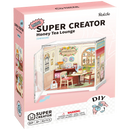 Front of package of the Robotime Honey Tea Lounge, plastic miniature tea lounge in a small display case