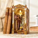 Atmospheric presentation of the Robotime Library of Wonders, book nook wooden construction kit for an old-fashioned, luxurious library