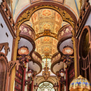 The decorated ceiling and balustrades of the Robotime Library of Wonders