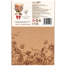 Back of package of the Robotime Light Orange Gerbera, wooden construction set of a light orange gerbera flower