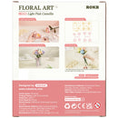Back of package of the Robotime Light Pink Camellia, plastic flower construction set of a light pink camellia
