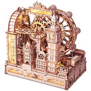 Product photo of the Robotime London Sightseeing Walk, wooden construction kit for a marble run with a London landmarks theme