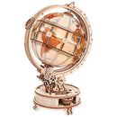 Product photo of the Robotime Luminous Globe, electric, wooden construction kit for a rotating, illuminated globe