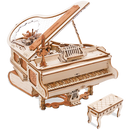 Product photo of the Robotime Magic Piano, wooden construction kit for a music box in the shape of a piano