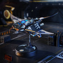 Atmospheric presentation of the Robotime Manta Ray, model building kit of a futuristic, moving manta