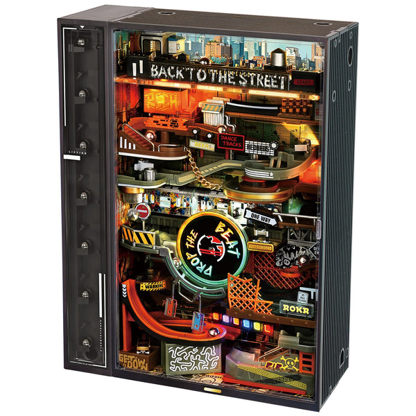 Product photo of the Robotime Marble Run Hip-Hop Street, plastic marble run construction set with an urban hip-hop theme