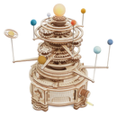 Product photo of the Robotime Mechanical Orrery, mechanical wooden model kit of a solar system