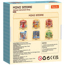 Back of package of the Robotime Melody Instrument Shop, construction kit for a miniature house of a music store